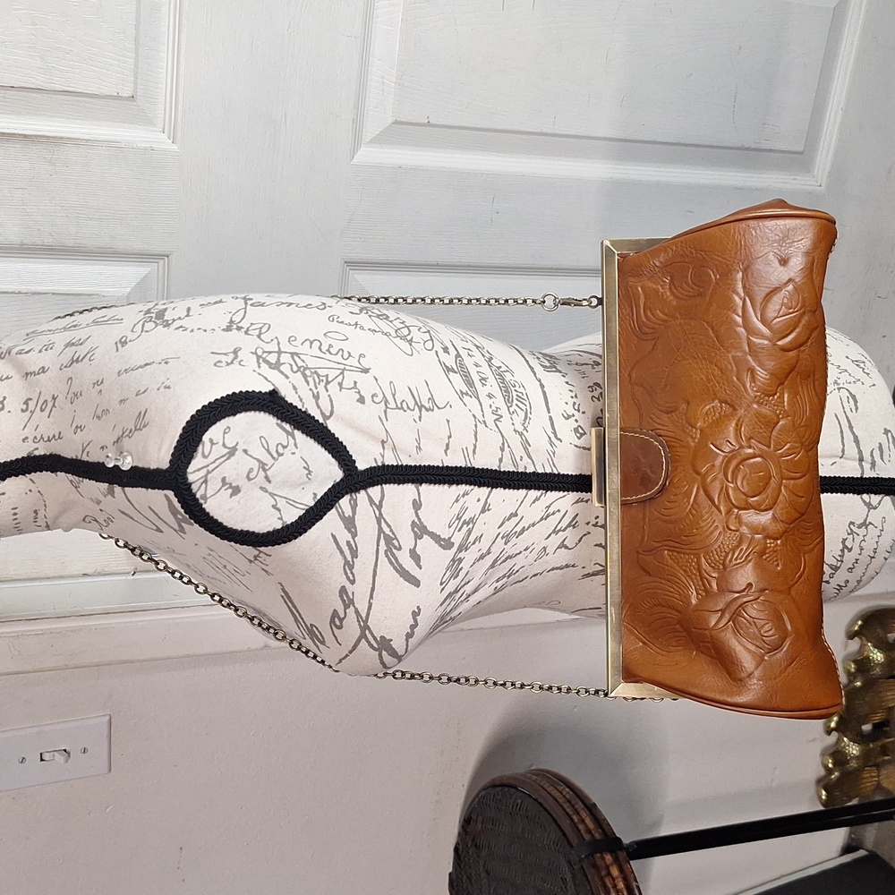 Patricia Nash Tooled Leather Frame handbag chain strap Roses Distressed Style